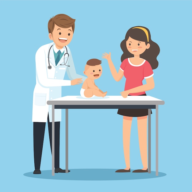 Médico Pediatra Medida Recém-Nascido. Desenhos animados imagem vetorial de  PavelVinnik© 235727756