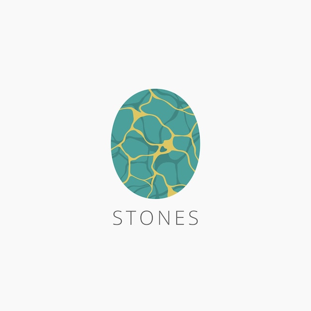 Pedras turquesas cabochão pedras preciosas logotipo ícone sinal símbolo ilustração vetorial plana
