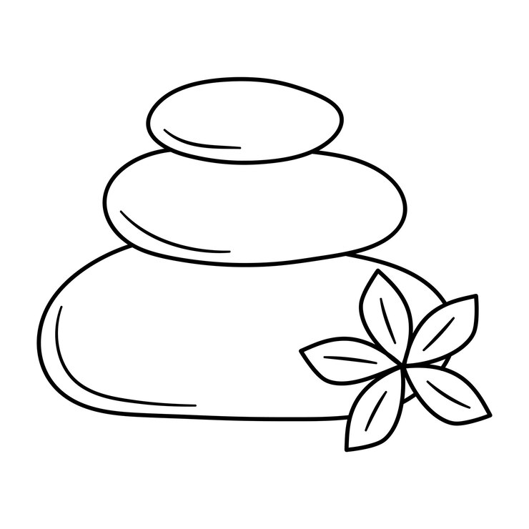 Vetor pedras zen de spa com flores terapia com pedras quentes massagem com pedras