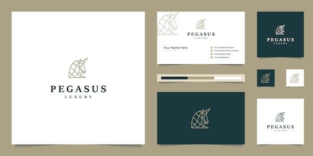 Pegasus elegante. cavalo premium minimalista. silhueta mítica de estilo pegasus, inspiração de design de logotipo premium.