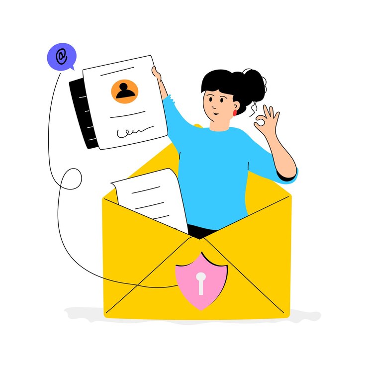 Vetor pegue esta ilustração plana de segurança de e-mail criativamente criada