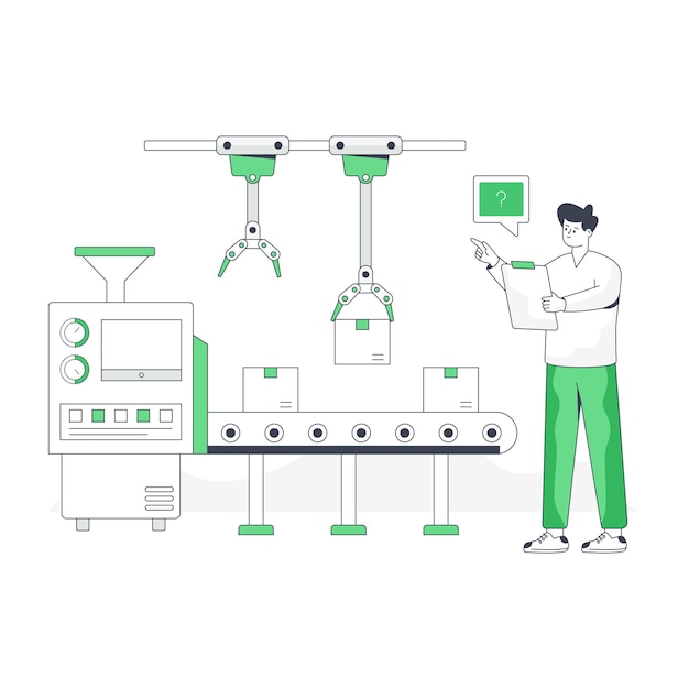 Vetor pegue esta incrível ilustração plana de monitoramento de produção