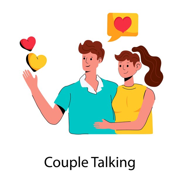 Pegue este ícone plano mostrando um casal falando