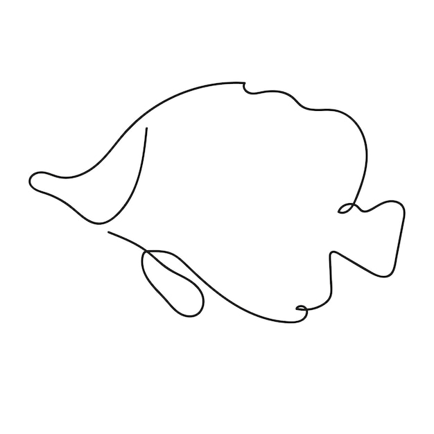 Vetor peixe abstrato em estilo de desenho de arte de linha contínua minimalista preto linear