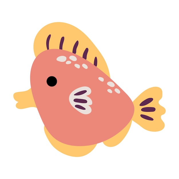 Peixe bonito desenhado à mão sobre um fundo branco isolado