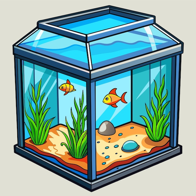 Vetor peixe de água salgada ou de água doce de aquário de cor marinha tropical em aquário