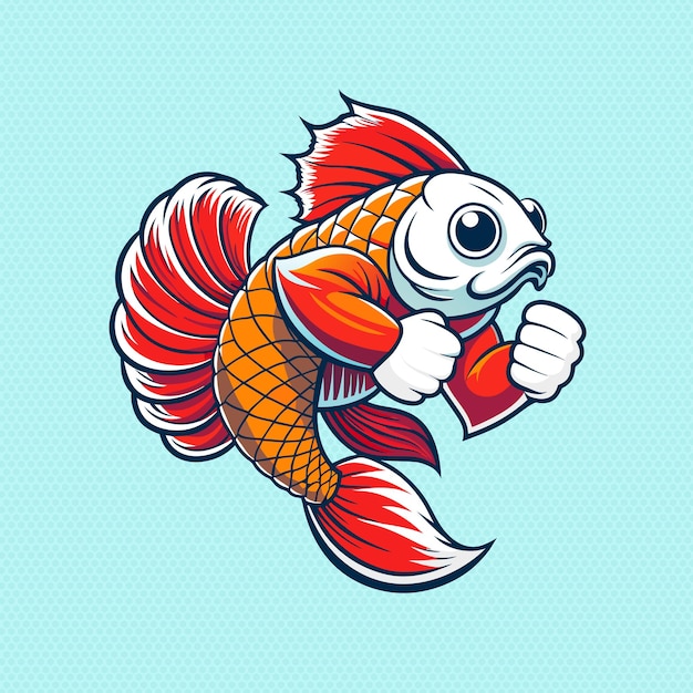 peixe de luta siamês personagem de desenho animado animal ilustração