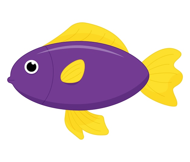 Vetor peixe-do-mar fofo personagem de desenho animado de vetor no oceano peixes tropicais