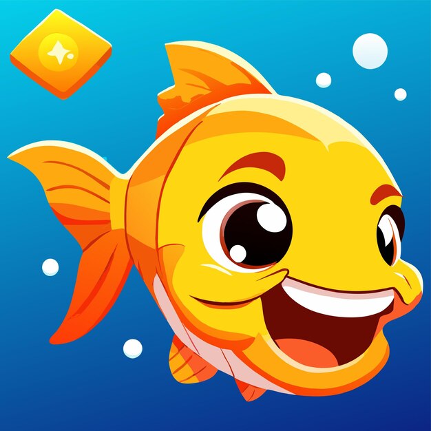 Vetor peixe-dourado desenhado à mão plano elegante mascote desenho de personagens de desenho animado adesivo conceito de ícone isolado