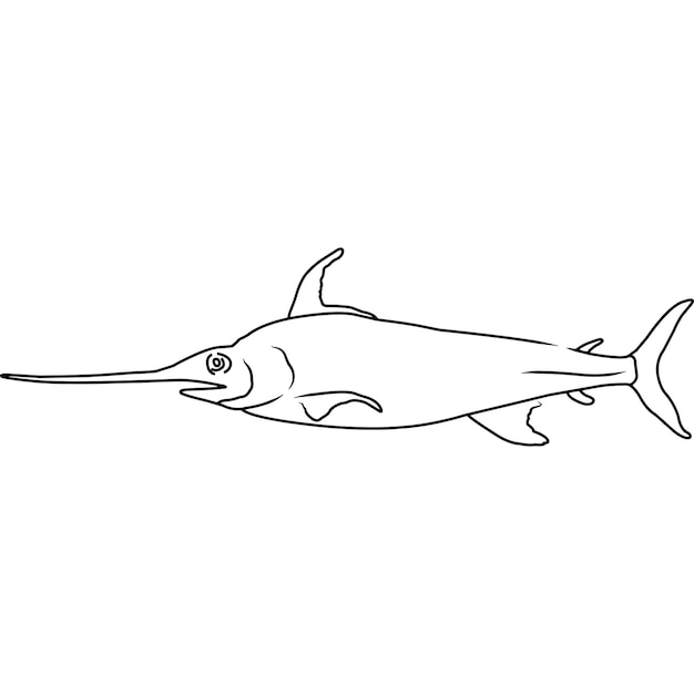 Peixe-espada esboçado à mão clipart vetorial desenhado à mão