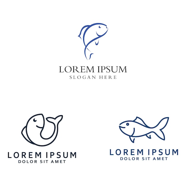 Peixe logotipo anzol óleo de peixe e ícone de restaurante de frutos do mar com modelo de ilustração de design de conceito de ícone vetorial