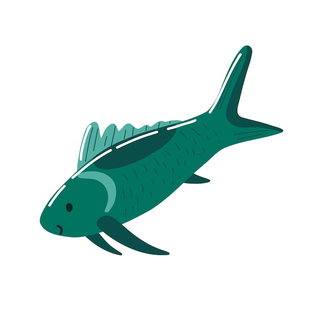 Peixe personagem de peixe bonito desenhado à mão peixe oceânico marinho infantil vetor