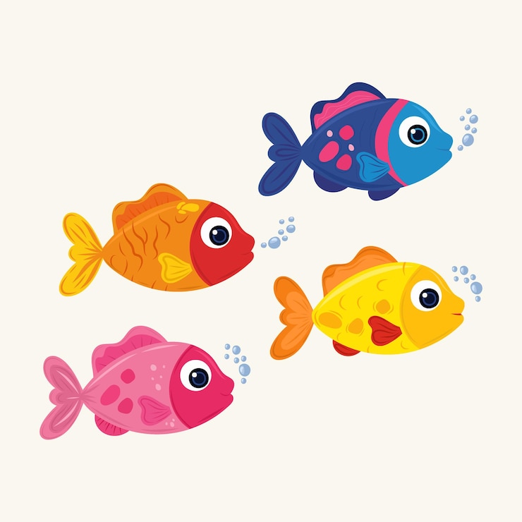 Vetor peixe vibrante plano em fundo isolado