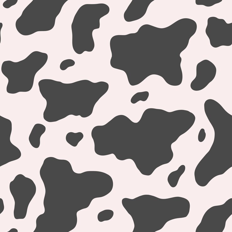 Vetor pele de vaca padrão sem emenda com manchas de vaca padrão sem emenda de vaca ilustração vetorial preto e branco