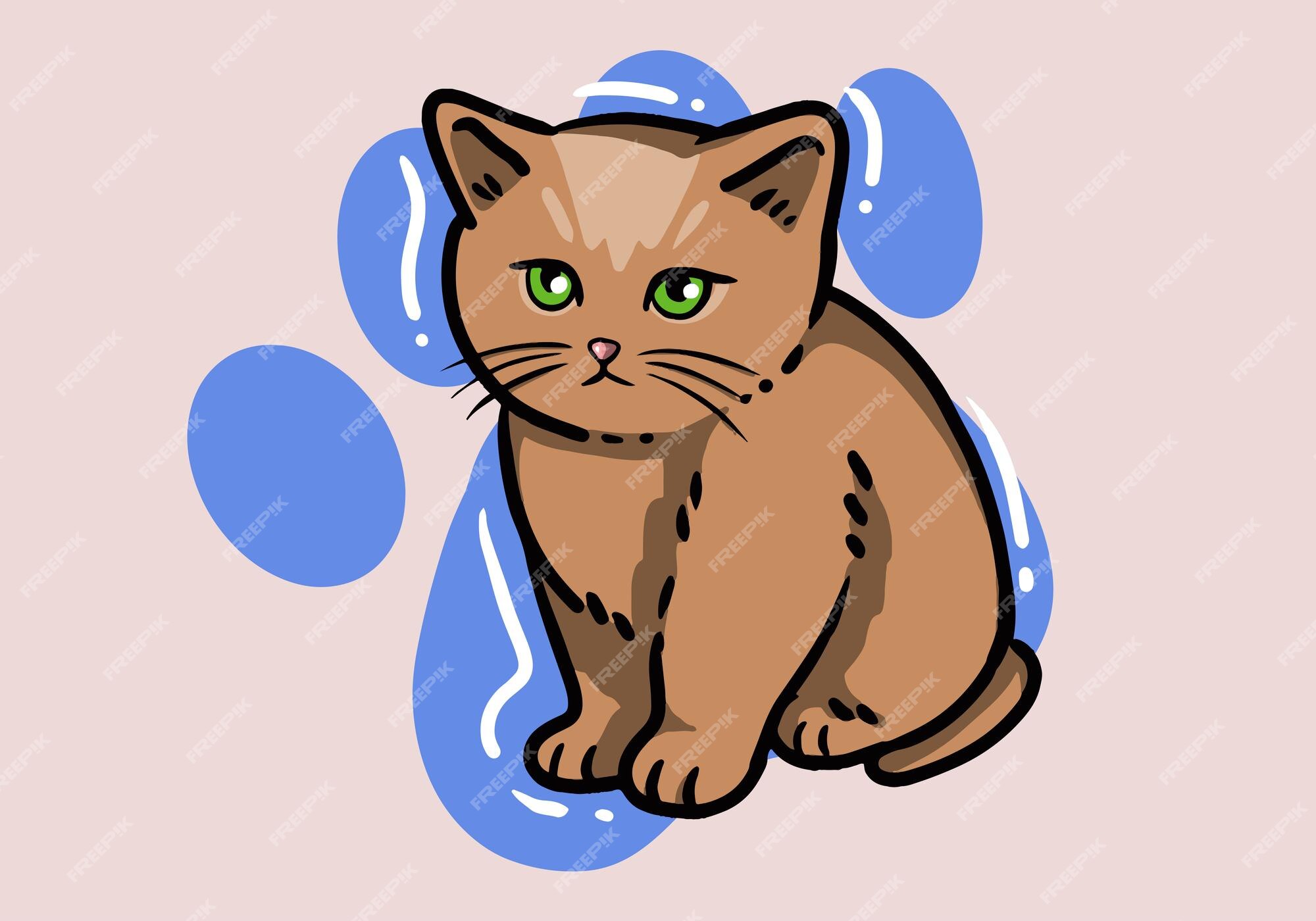 Desenhos Animados Desenhados à Mão E Clipart De Gato Marrom PNG