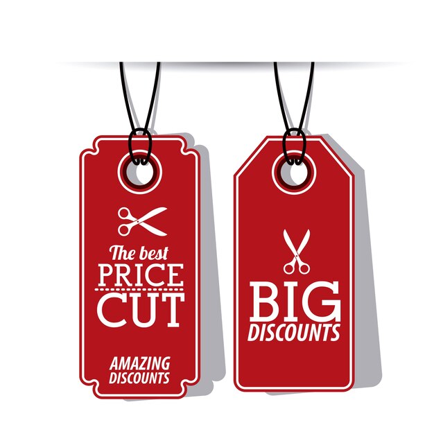 pendurado o ícone de marca vermelha. Desconto de oferta de preço e design de mercado. Design isolado. Ilustração vetorial
