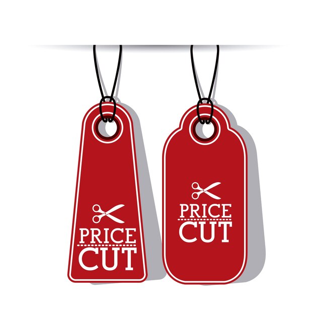 pendurado o ícone de marca vermelha. Desconto de oferta de preço e design de mercado. Design isolado. Ilustração vetorial