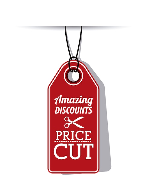 pendurado o ícone de marca vermelha. Desconto de oferta de preço e design de mercado. Design isolado. Ilustração vetorial