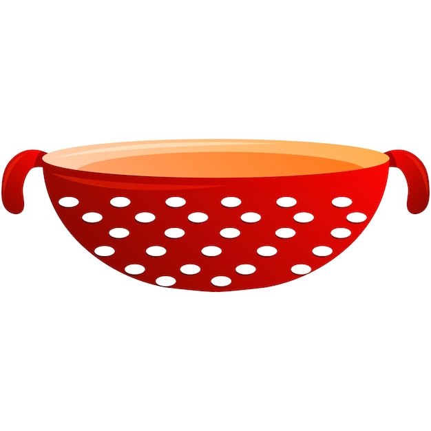 Vetor peneira de cozinha vermelha utensílio de cozinha ilustração vetorial de desenhos animados para sites de aplicativos de alimentos
