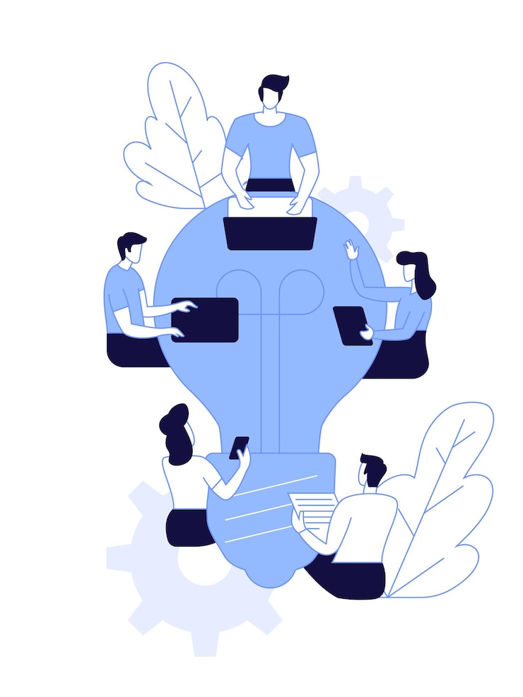 Vetor pensamento coletivo e brainstorming