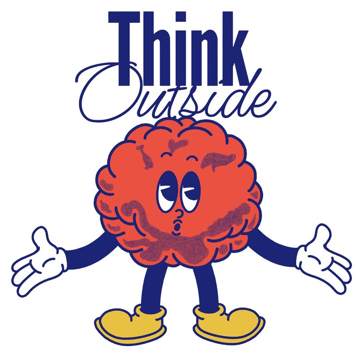 Vetor pense ao ar livre com o personagem brain groovy