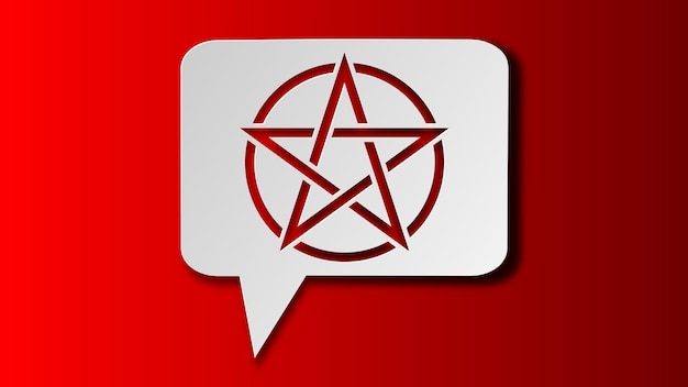 Pentagrama em um ícone de círculo isolado em fundo vermelho Estilo de corte de papel Símbolo de estrela oculta mágica