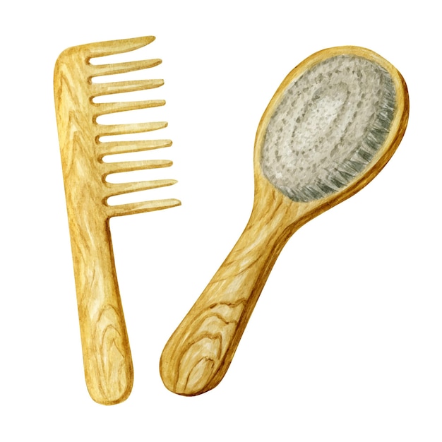 Pente largo de madeira para escovar o cabelo acessório de tratamento do cabelo.