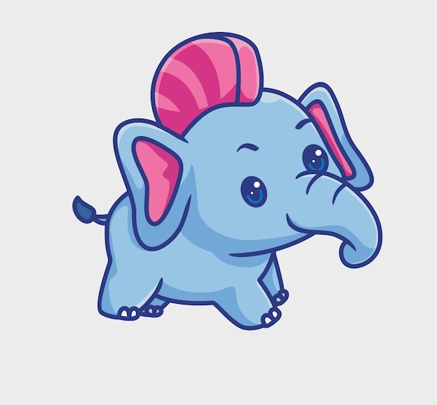 Vetor penteado de elefante punk bonito isolado ilustração de animais de desenho animado flat style sticker icon design