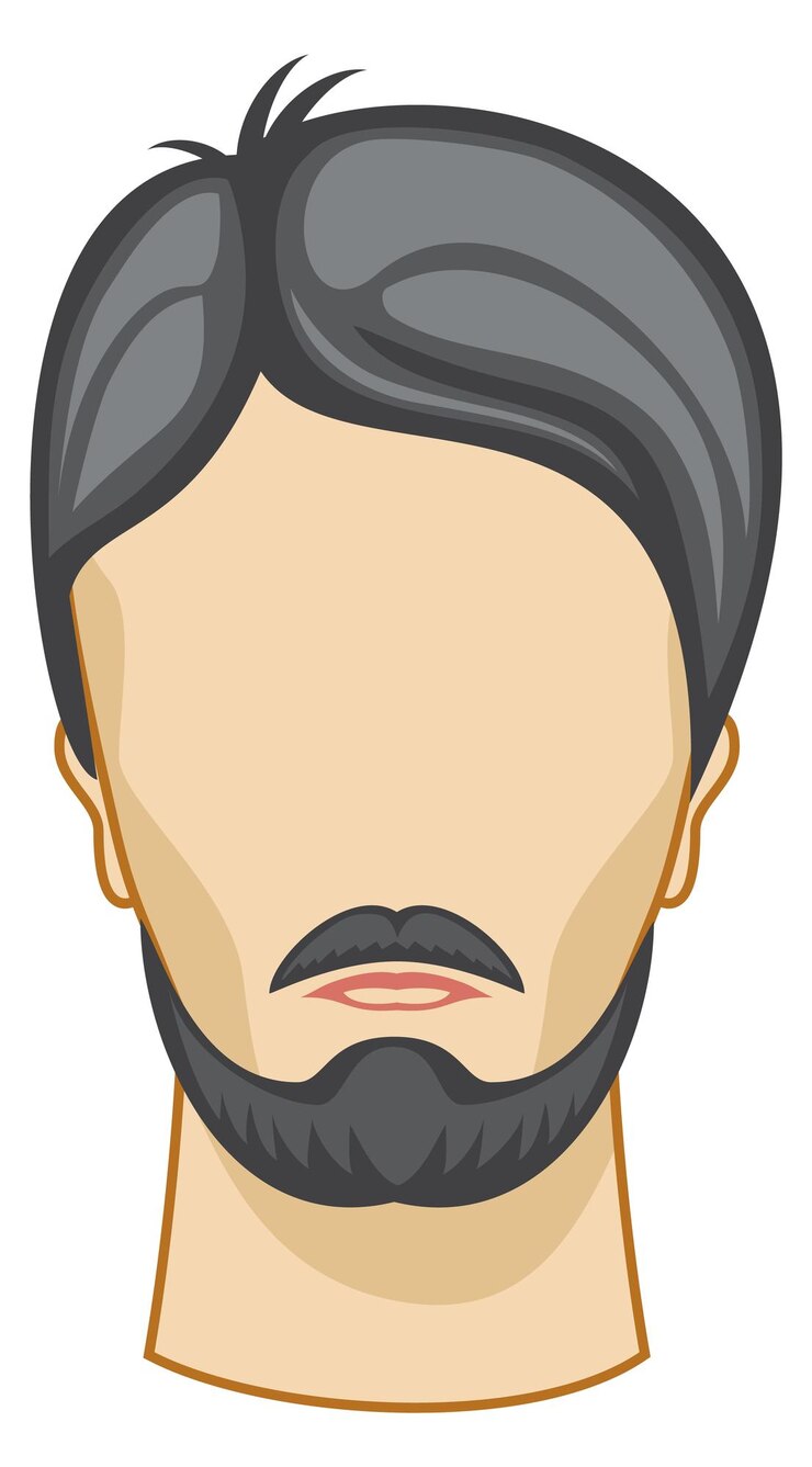 Vetor penteado de moda masculino com bigode e barba