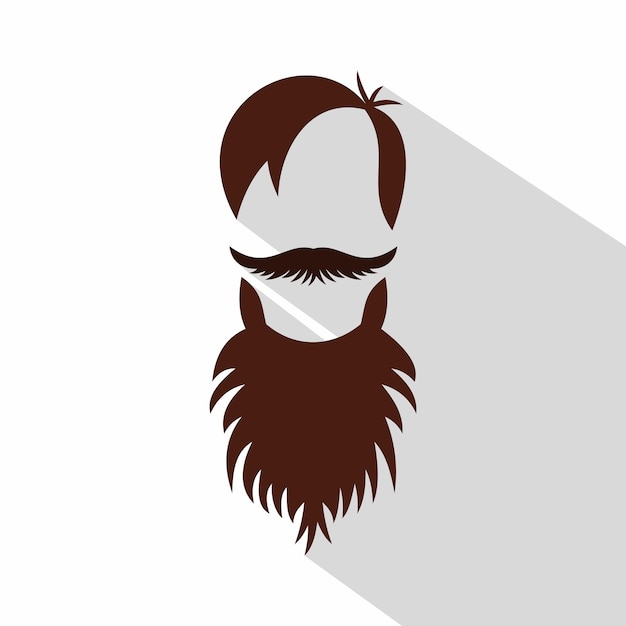Penteado masculino com ícone de barba e bigode Ilustração plana de penteados masculinos Ícone vetorial para web isolado em fundo branco