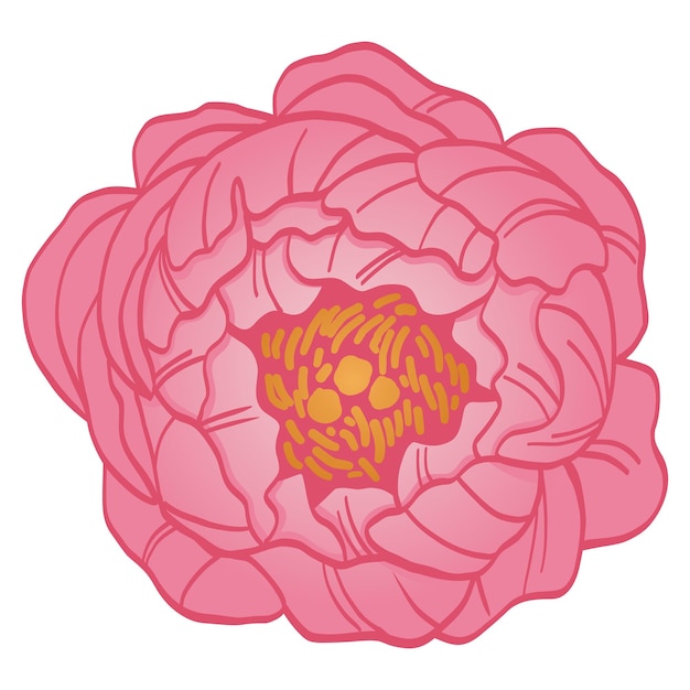 Vetor peônia flor rosa floral linha arte desenho ilustração logo vector icon