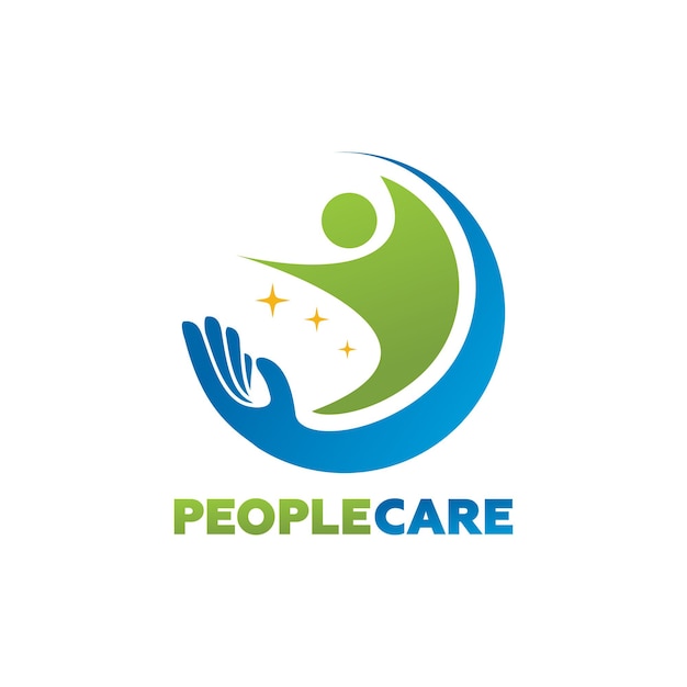 People care logo design template vector, emblem, design concept, creative symbol, icon