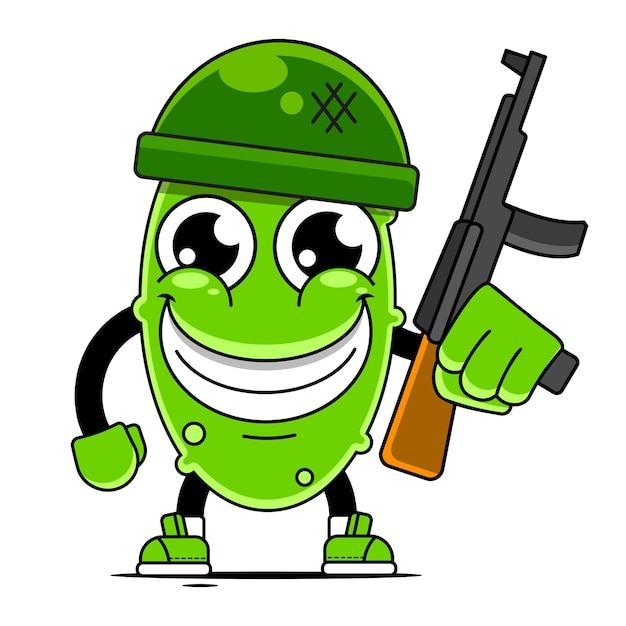 Pepino surpreso é uma ilustração vetorial estilizada de um pepino fofo. Estilo de desenho animado. Isolado