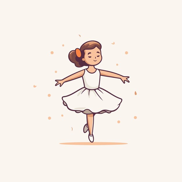 Vetor pequena bailarina bonita em um tutu branco ilustração de vetor