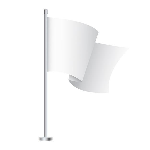 Pequena bandeira branca isolada.
