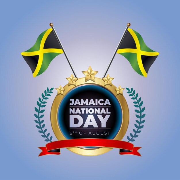 Vetor pequena bandeira nacional da jamaica em círculo com fundo azul garadasi