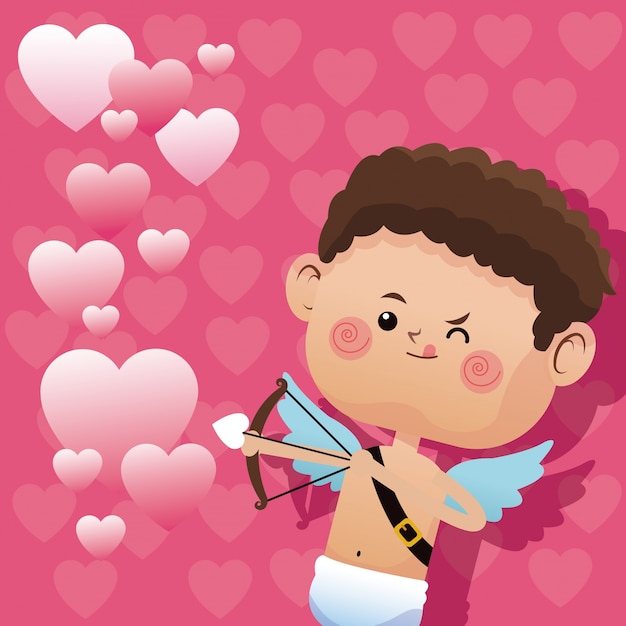 Pequena cupida do dia dos namorados