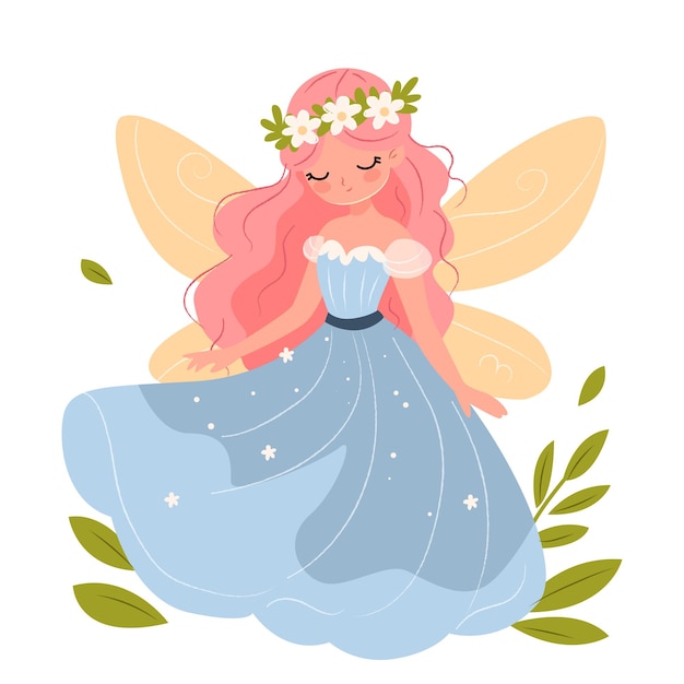Pequena princesa de fadas Cartoon fadas bonitas voando boneca de conto de criança e personagens mágicos