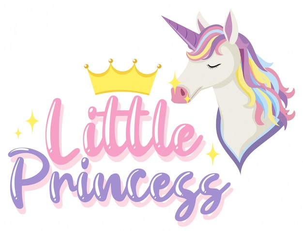 Pequena princesa logo com unicórnio em cor pastel com espumante
