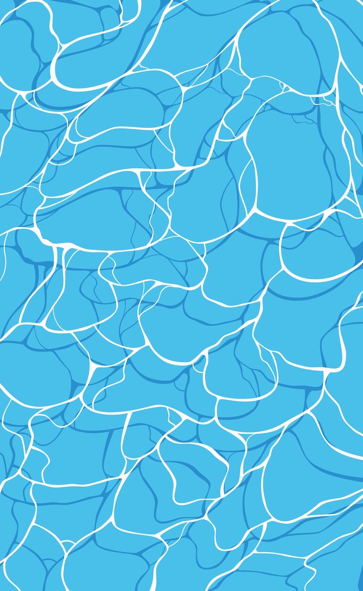 Vetor pequenas ondulações em água azul com reflexo no fundo ilustração vetorial esboço