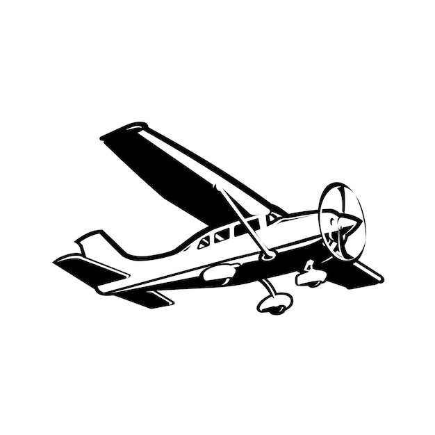 Pequeno avião vetor isolado avião leve avião avião ilustração de arte vetorial avião monocromático