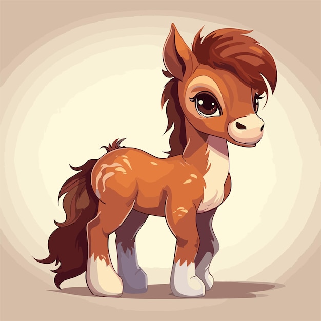 Vetor pequeno cavalo em ilustração de estilo de desenho animado