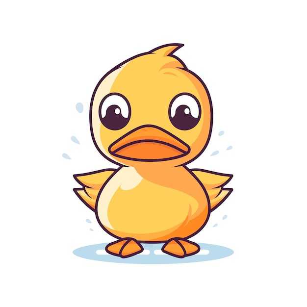 Vetor pequeno desenho animado de pato em fundo branco ilustração pato amarelo