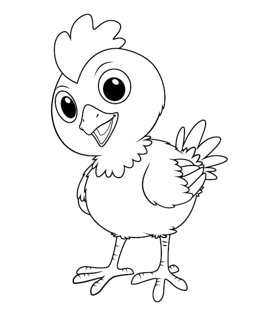 Pequeno Galo Desenho Animal Ilustração BW