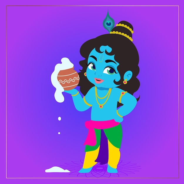 Pequeno Krishna carregando pote de manteiga