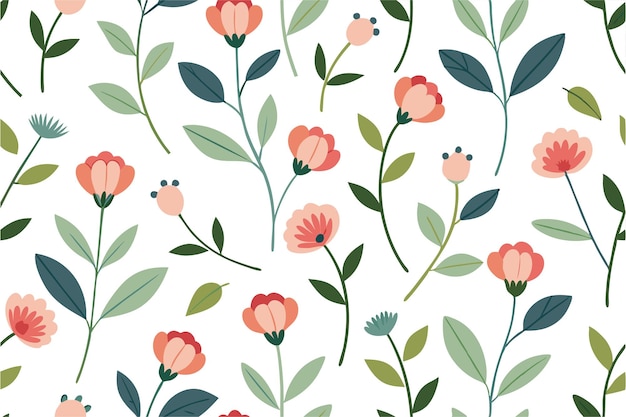 pequeno padrão de flores e caules ilustração vetorial