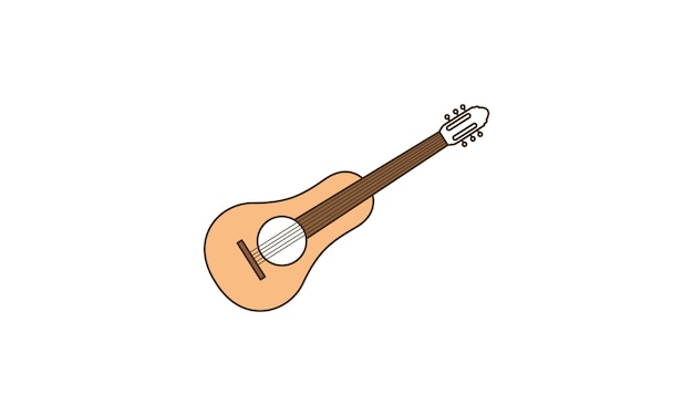 pêra com ilustração de ícone de símbolo de vetor de design de logotipo de guitarra