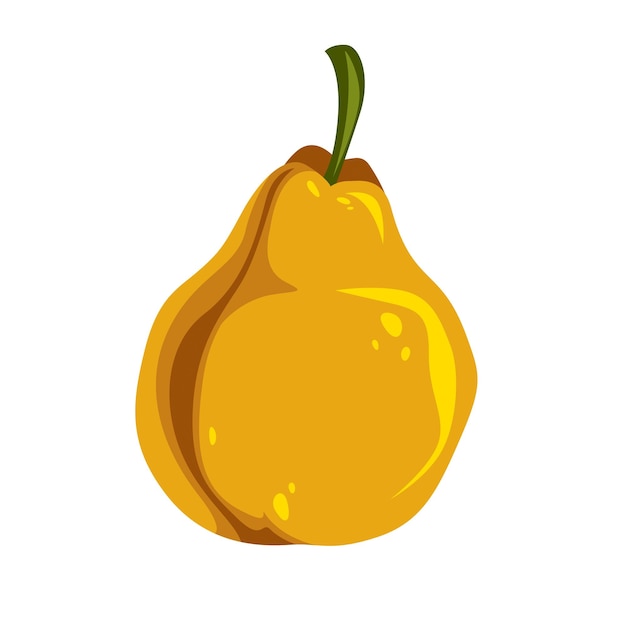 Pera de vetor simples laranja única, ilustração de fruta doce madura. Alimentos saudáveis e orgânicos, símbolo da temporada de colheita.