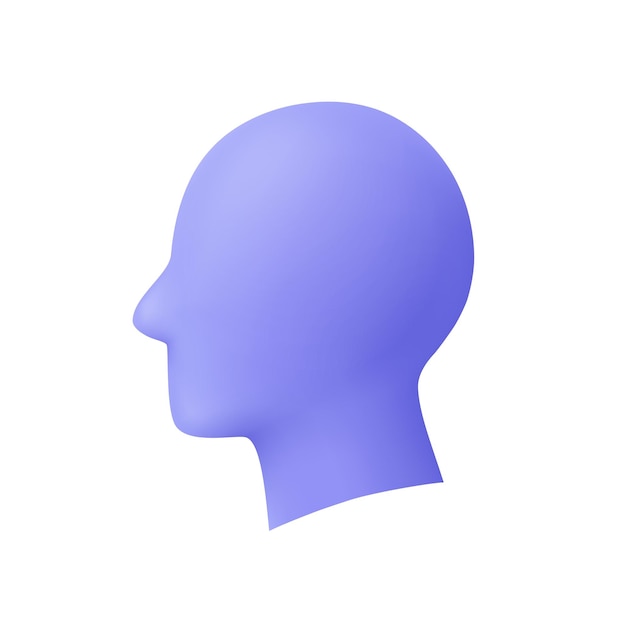 Vetor perfil da cabeça humana visão lateral da cabeça ícone vetorial 3d estilo minimalista de desenho animado