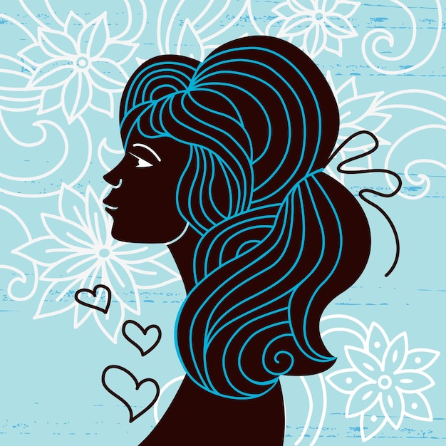 Perfil de silhueta de mulher bonita